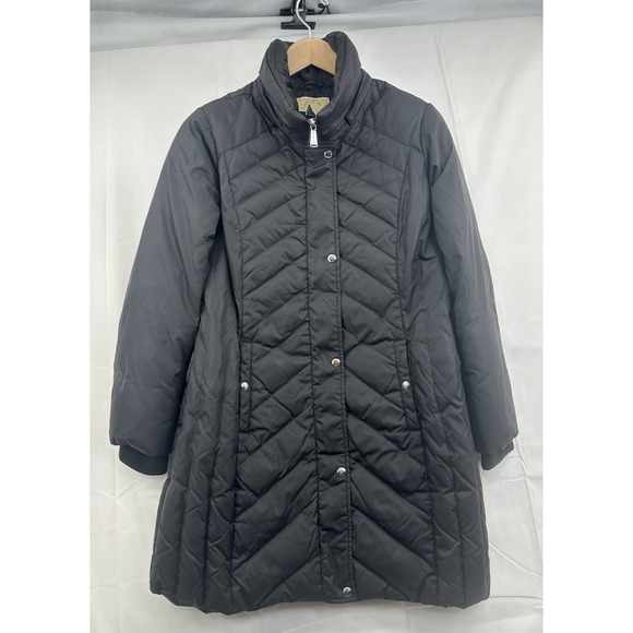 Michael Kors Women's Packable Down Fill Long Black Puffer Jacket Coat L  Warm - Picture 9 of 9